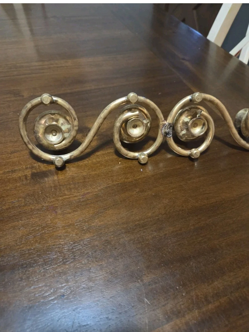 Brass Four-Arm Candle Holder with White Candles